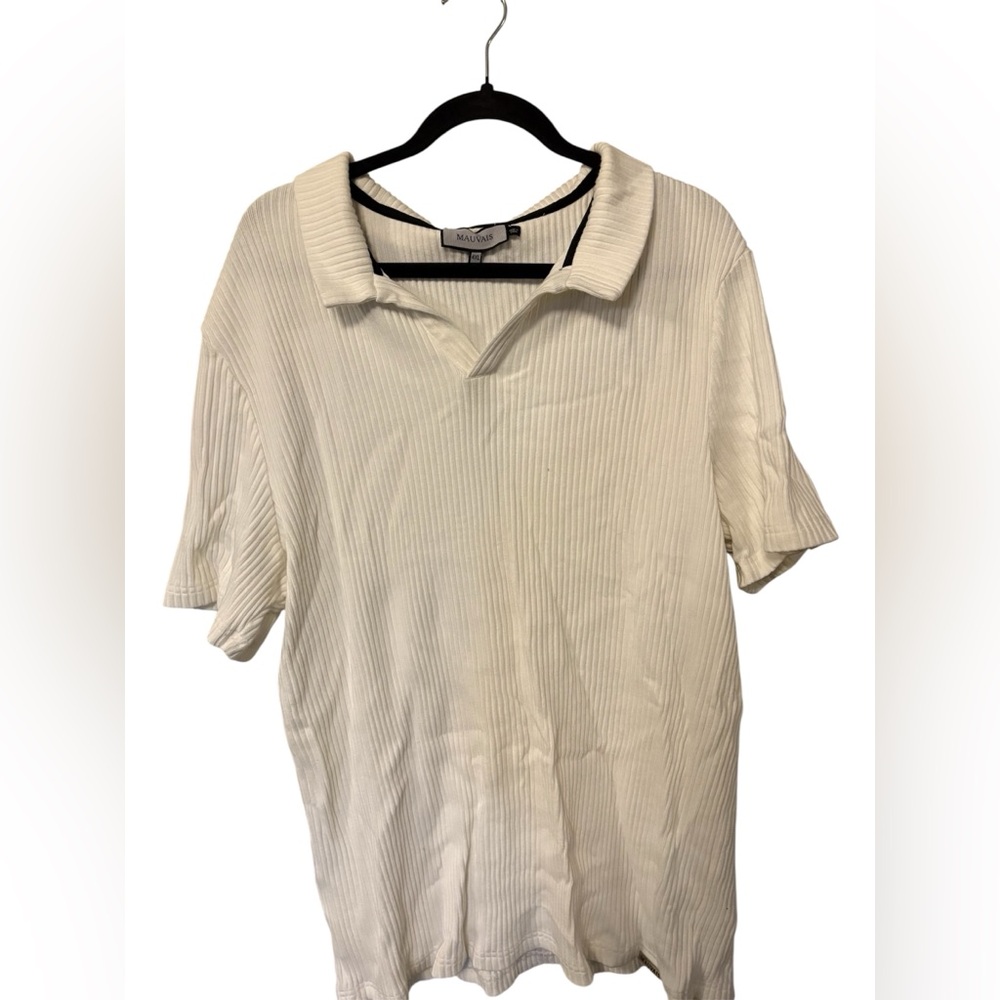 Mauvais Cream Ribbed Men's Polo Shirt Knit